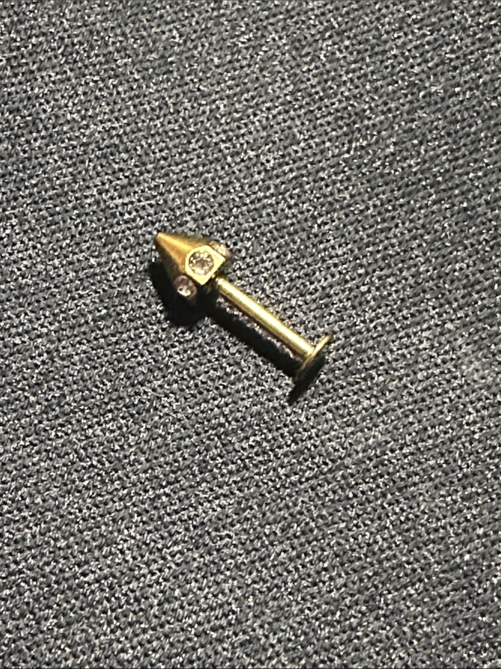 Gold Spike Labret Stud With Clear Crystal Accent